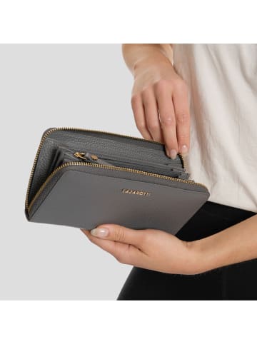 Lazarotti Bologna Leather XL Zip-Around Geldbörse Leder 19 cm in grey