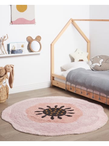 Beliani Kurzflor KHARAT in Rosa/Schwarz - (W) 140 x (L) 140 cm