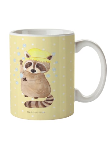 Mr. & Mrs. Panda Tasse Waschbär ohne Spruch in Gelb Pastell