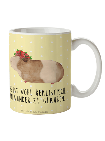 Mr. & Mrs. Panda Keramiktasse Meerschweinchen Weisheit mit Spruch in Gelb Pastell