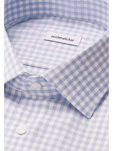 Seidensticker Flanellhemd Slim in Mittelblau
