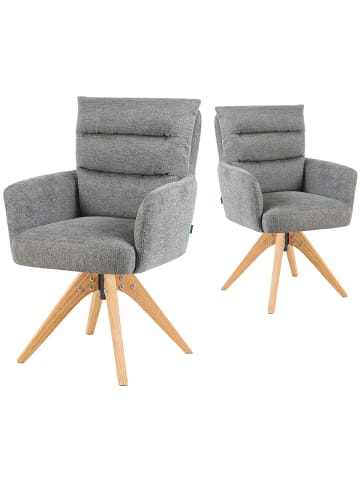 DUBI Möbel 2er-Set: Drehstuhl Mika-Juna in Grau - (B)59 x (H)94 x  (T)66 cm