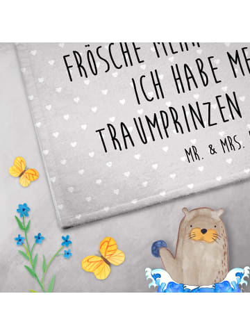 Mr. & Mrs. Panda Handtuch Frosch Liebe mit Spruch in Grau Pastell