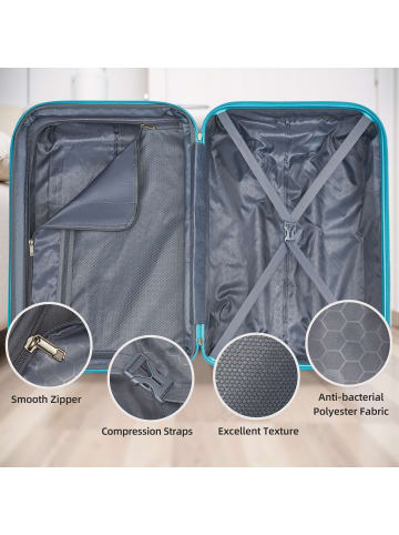 ABRIHOME Koffer set mit Reisetaschen und TSA-Schloss in Blau