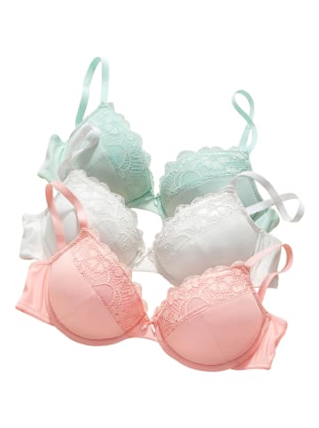 PETITE FLEUR Push-up-BH in mint+pfirsich+creme