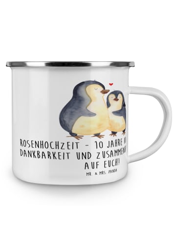 Mr. & Mrs. Panda Emaille Tasse 10. Hochzeitstag Rosenhochzeit mi... in Transparent