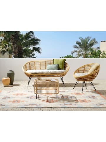 Beliani 3-tlg Sitzgruppe MARATEA/CESENATICO in Naturfarben/Schwarz/Beige