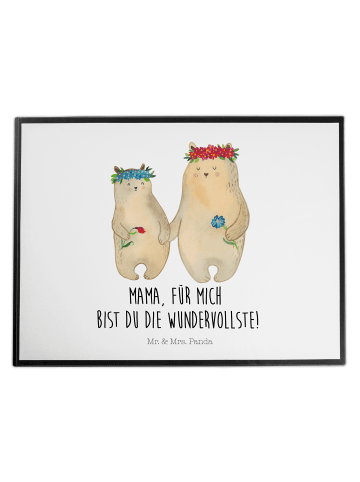Mr. & Mrs. Panda Schreibunterlage Bären mit Blumenkranz mit Spruch in Weiß
