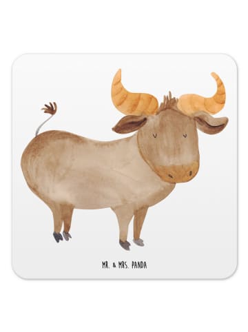 Mr. & Mrs. Panda Bierdeckel Sternzeichen Stier ohne Spruch in Weiß