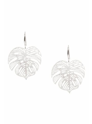 Gemshine Ohrringe Monstera tropisches Blatt in silver coloured