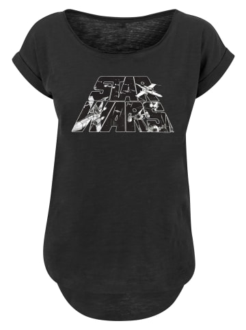F4NT4STIC Long Cut T-Shirt Long Cut T-Shirt Star Wars Logo Space Sketch in schwarz
