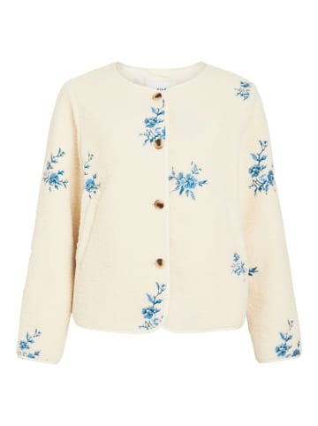 Vila EMBROIDERY TEDDY JACKET OTW in Birch/Embroidery Blue