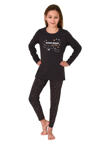 NORMANN Schlafanzug langärmlige Pyjama - 74237 in dunkelgrau