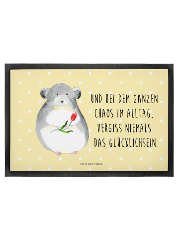 Mr. & Mrs. Panda Fußmatte Chinchilla Blume mit Spruch in Gelb Pastell