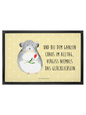 Mr. & Mrs. Panda Gummimatte Chinchilla Blume mit Spruch in Gelb Pastell
