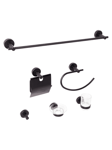 Beliani 6-tlg Badaccessoires Set ZARUMA in Schwarz