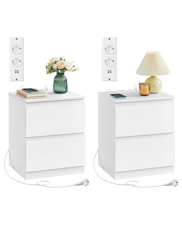 VASAGLE 2er-Set: Nachttisch Kailyn in Weiß - (B)40 x (H)49 x (T)35 cm