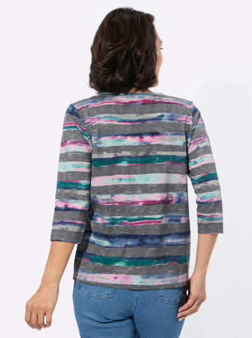 WITT WEIDEN Rundhals-Shirt in steingrau-aquapetrol-bedruckt