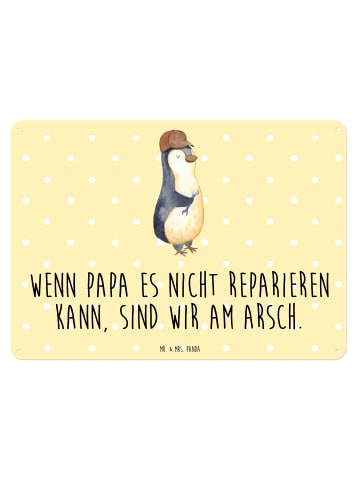 Mr. & Mrs. Panda Blechschild Wenn Papa es nicht reparieren kann,... in Gelb Pastell