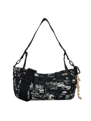 Desigual Newspaper Donosti Schultertasche 25 cm in schwarz