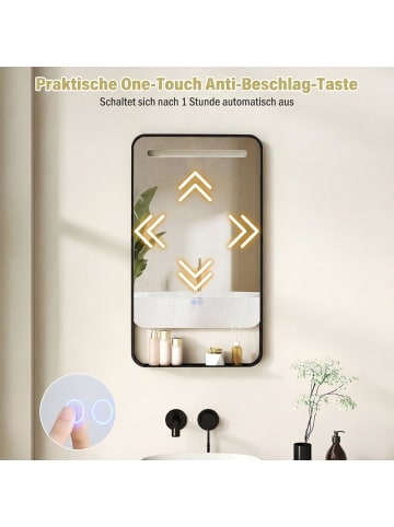 COSTWAY Badspiegel mit Beleuchtung 80x60 cm in Schwarz