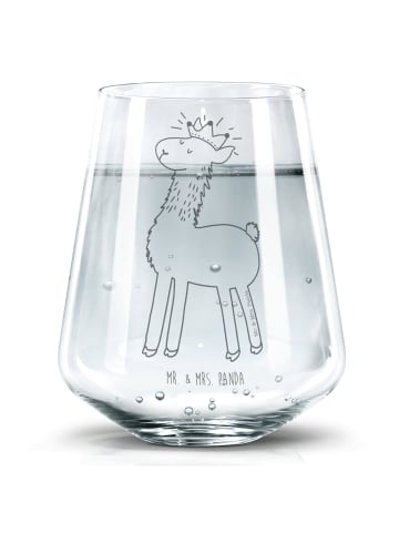 Mr. & Mrs. Panda Trinkglas Lama König ohne Spruch in Transparent