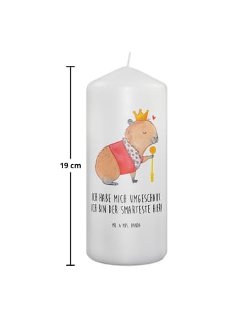 Mr. & Mrs. Panda Kerze Capybara König mit Spruch in Weiß
