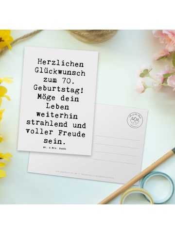 Mr. & Mrs. Panda Postkarte Spruch 70. Geburtstag Glückwünsche mi... in Weiß