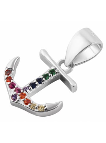 Adeliás Damen Anhänger Anker aus 925 Silber mit Zirkonia in silber