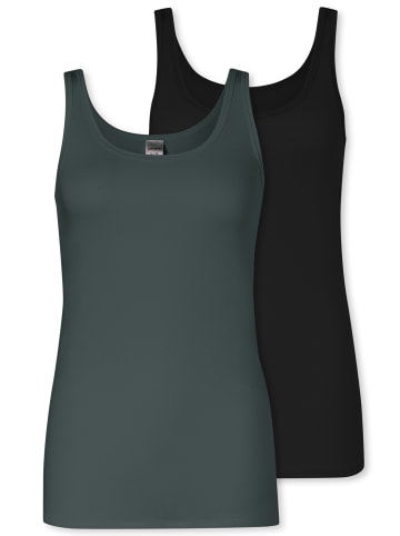 Schiesser Unterhemd / Top Modal Essentials in Schwarz / grün