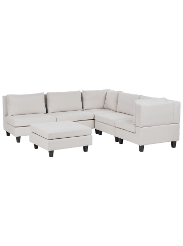 Beliani 6-tlg Modulsofa UNSTAD in Beige/Schwarz