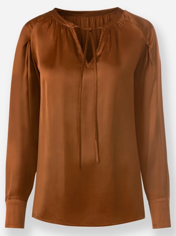 Heine Satinbluse in cognac