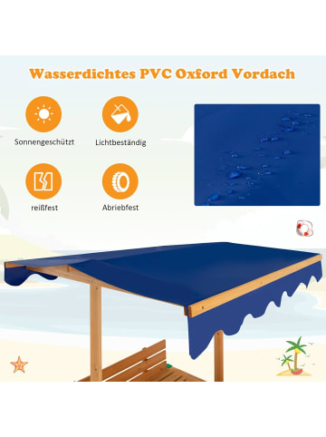COSTWAY Sandkasten mit Dach 120x120cm in Beige