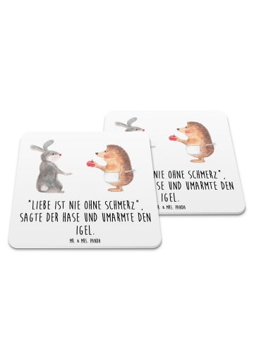 Mr. & Mrs. Panda Glasuntersetzer Hase Igel mit Spruch in Weiß