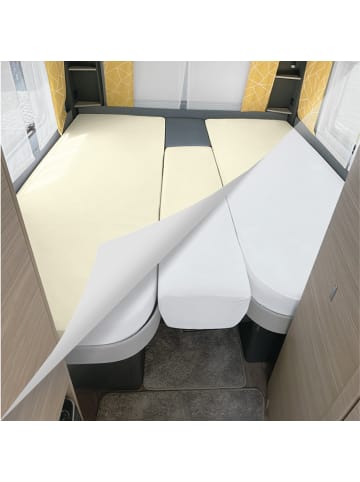 Erwin Müller Matratzenschutz und Spannbettlaken 6-tlg für das Wohnmobil/Wohnwagen-Heckbett in natur