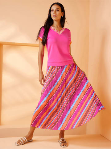 Heine Plisseerock in orange-fuchsia-gestreift