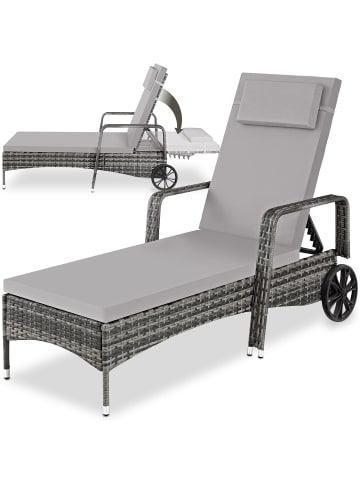Rattan Sonnenliege, abnehmbares Kopfkissen, 200 x 70 x 33 cm