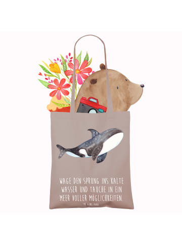 Mr. & Mrs. Panda Schultasche Orca mit Spruch in Braun Pastell