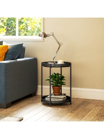 HOMCOM Beistelltisch-44L x 44B x 56H cm-Schwarz