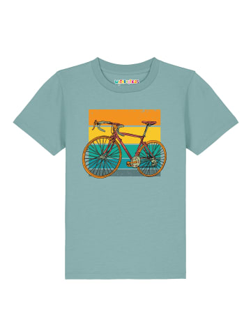 wat? Apparel T-Shirt Retro Bike in Teal Monstera