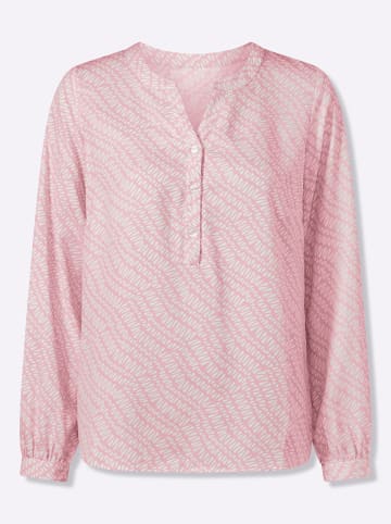 Heine Druckbluse in hellrosé-ecru-bedruckt