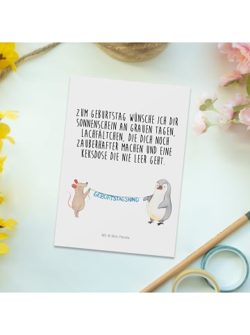 Mr. & Mrs. Panda Postkarte Maus Pinguin Geburtstag mit Spruch in Weiß