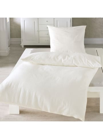 Traumschloss Seersucker Sommer Bettwäsche uni weiß in weiß