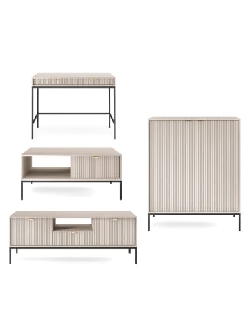 Feldmann-Wohnen Wohnzimmer-Set Nova Kaschmir / Schwarz 4-teilig