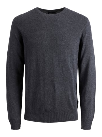 Jack & Jones Dünner Langarm Strickpullover Rundhals Basic Sweater JJEEMIL in Dunkelgrau