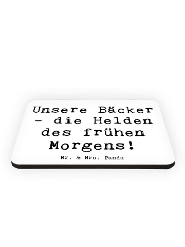 Mr. & Mrs. Panda Kühlschrankmagnet Spruch Bäcker Helden mit Spruch in Weiß