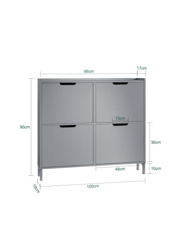 SoBuy Schuhschrank in Mattgrau - (W) 19 x (H) 91 x (L) 100 cm