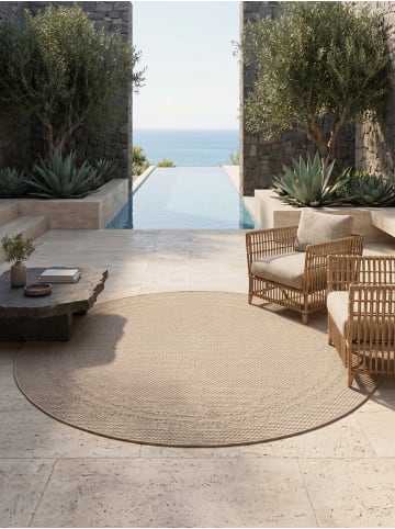 KADIMA DESIGN Outdoorteppich Boho Wetterfest UV-beständig Waschbar in Beige