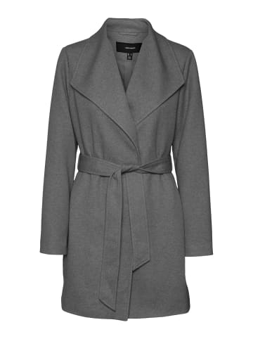 Vero Moda Eleganter Kurz Mantel mit Bindegürtel Legere Winterjacke in Grau