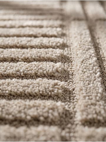 KADIMA DESIGN Hochflorteppich 3D Bögen Boho Waschbar Wohnzimmer in Beige